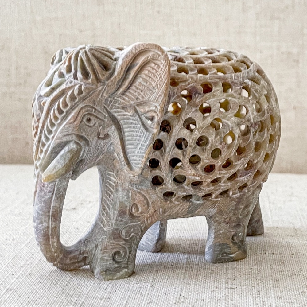 Stone Elephant Figurine